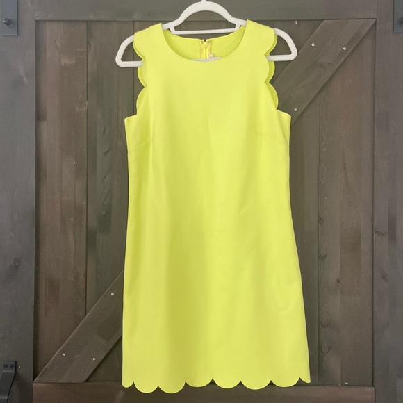 J. Crew Dresses & Skirts - J.Crew Lime Green Scalloped Mini Dress, Size 8